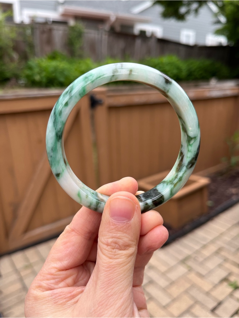 BW109-L 59.8mm Certified Untreated Grade A Burmese Jadeite Bangle Jade Bracelet